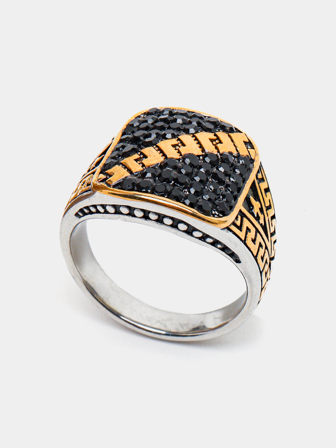 Antique Noir Lattice Square Ring