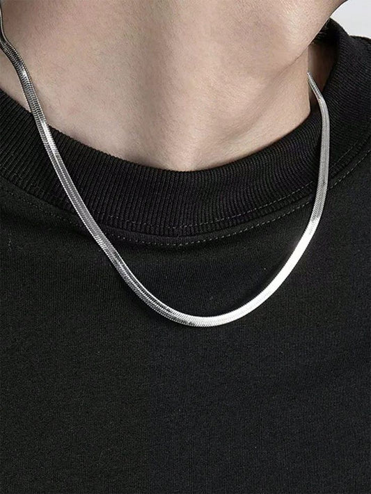 3mm Silver Flat Snake Neck Chain