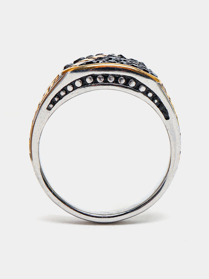 Antique Noir Lattice Square Ring