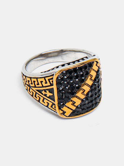 Antique Noir Lattice Square Ring