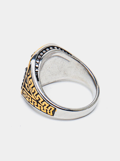 Antique Noir Lattice Square Ring