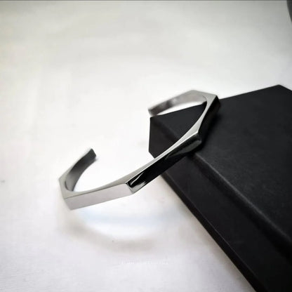 Stainless Steel Hexagon Cuff Bangle