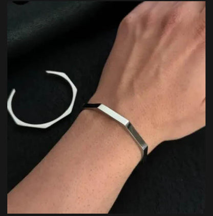 Stainless Steel Hexagon Cuff Bangle