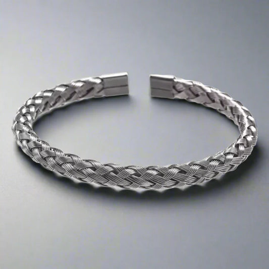 Silver Braided Bangle Kara Bracelets for Men